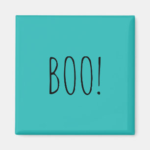 Boo teal simple typography funny cute Halloween Magnet