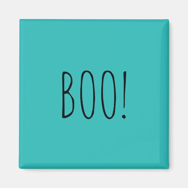 Boo teal simple typography funny cute Halloween Magnet (Front)