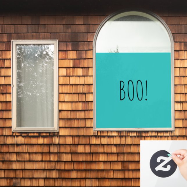 Boo teal spooky typography minimalist Halloween (Home Window)