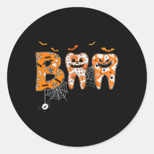 Boo Teeth Pumpkin Dentist Dental Hygienist Hallowe Classic Round Sticker