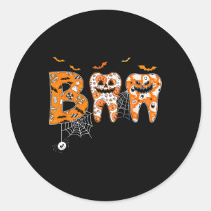 Boo Teeth Pumpkin Dentist Dental Hygienist Hallowe Classic Round Sticker