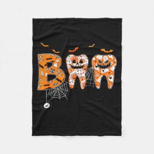 Boo th Pumpkin Dentist Dental Hygienist Halloween Fleece Blanket