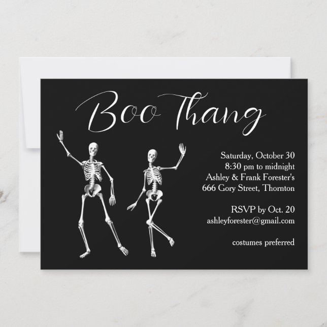 Boo Thang Dancing Skeletons Halloween Party Invitation (Front)