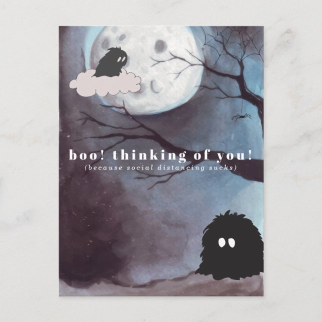 Boo! Thinking of You | Cute Halloween Postcard (Front)
