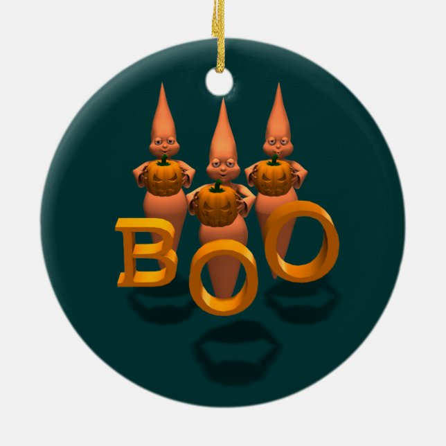Boo! Three Cute Ghosties Ceramic Tree Decoration (Back)