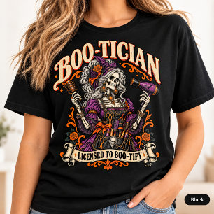 Boo-Tician Halloween Funny HairStylist Skeleton T-Shirt