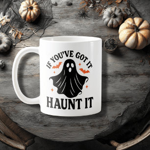 Boo-tiful and Booked, Halloween Ghost, Bats, Stars Coffee Mug