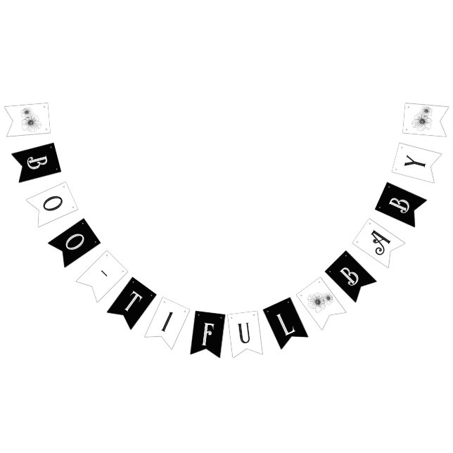 Boo-tiful Baby Gothic Flower tattoo Baby Shower Bunting (All)