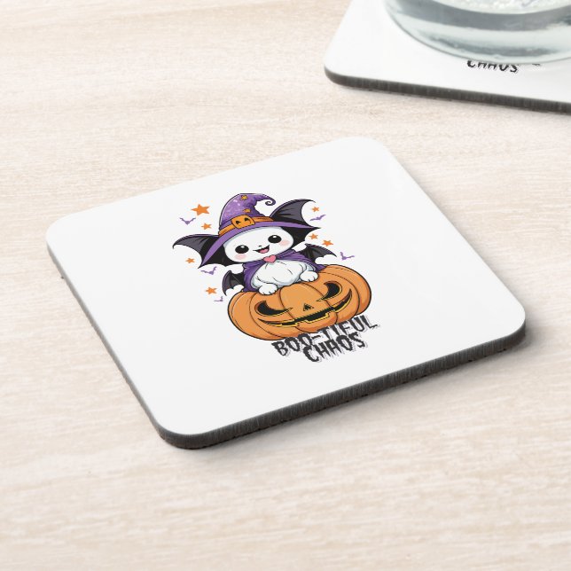 Boo-tiful Chaos | Bats, Hats, & Pumpkins Coaster (Left Side)