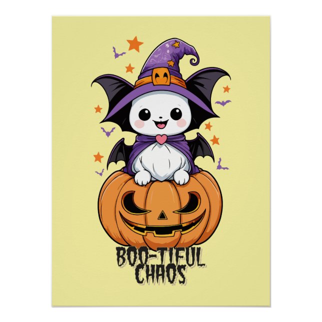 Boo-tiful Chaos | Bats, Hats, & Pumpkins Poster (Front)