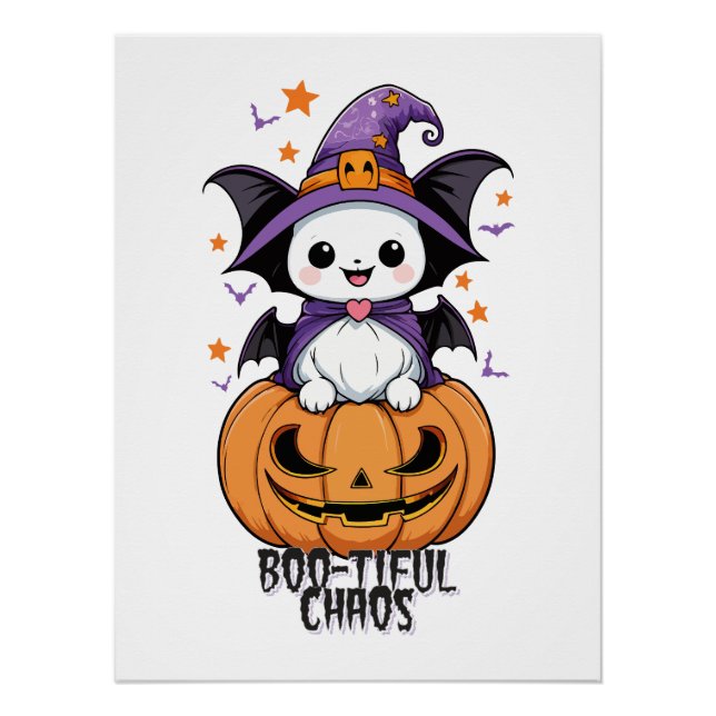 Boo-tiful Chaos | Bats, Hats, & Pumpkins Poster (Front)