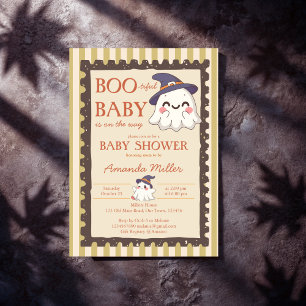 Boo-tiful ghost retro stamp Halloween baby shower Invitation