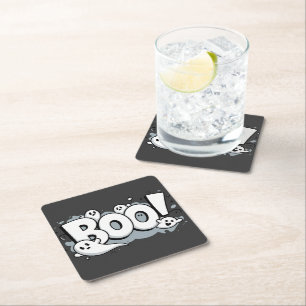 Boo-tiful Halloween Surprise Square Paper Coaster