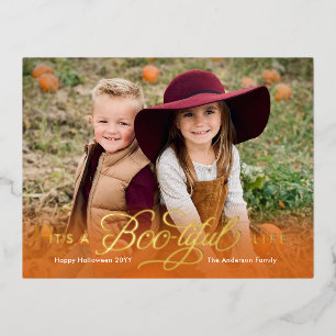 Boo-tiful Life FOIL Halloween Photo Card Postcard