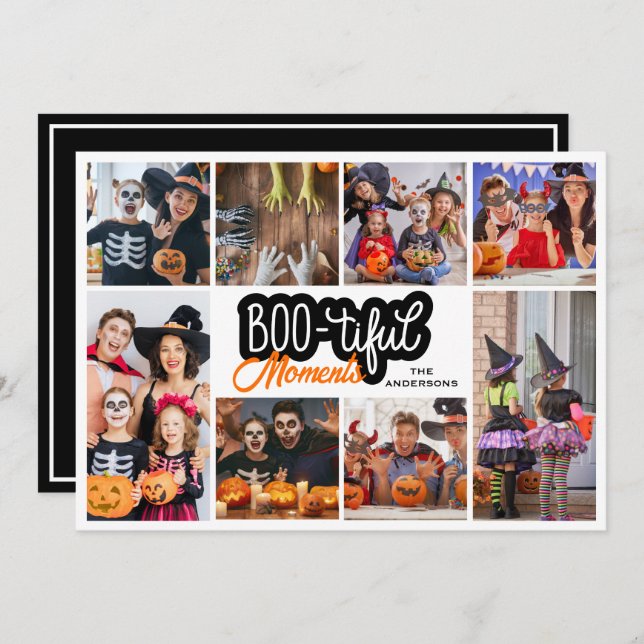 Boo-tiful Moment Halloween Photo Collage  Card (Front/Back)