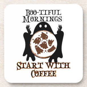 Boo-tiful mornings Start with Coffee.w Coaster