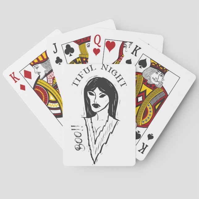 Boo! Tiful Night witch Halloween Playing Cards (Back)