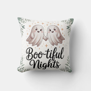 Boo-tiful Nights Cute Ghost Couple Halloween Cushion
