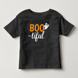 Boo-tiful Orange Black Funny Halloween Ghost Toddler T-Shirt