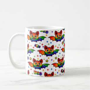 🦇🌈 BOO‑tiful Rainbow Bat Crew Coffee Mug