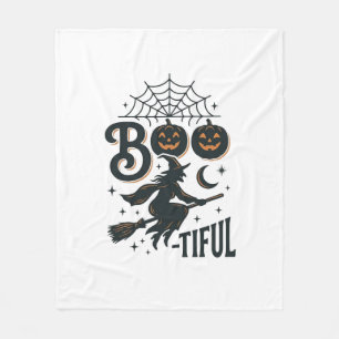 Boo-tiful Witch Halloween Vintage Engraving Design Fleece Blanket