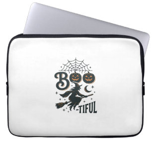 Boo-tiful Witch Halloween Vintage Engraving Design Laptop Sleeve