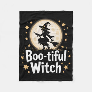 Boo-tiful Witch Silhouette Halloween Witch Moon 1 Fleece Blanket