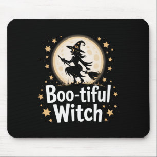 Boo-tiful Witch Silhouette Halloween Witch Moon 1 Mouse Pad