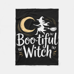 Boo-tiful Witch Silhouette Halloween Witch Moon  Fleece Blanket