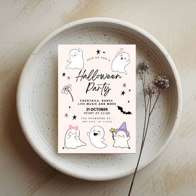Boo-tifully Cute Ghosts Halloween Party Invitation (Creator Uploaded)
