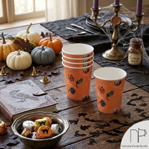 Boo-tifully Tangled Orange Halloween Paper Cups