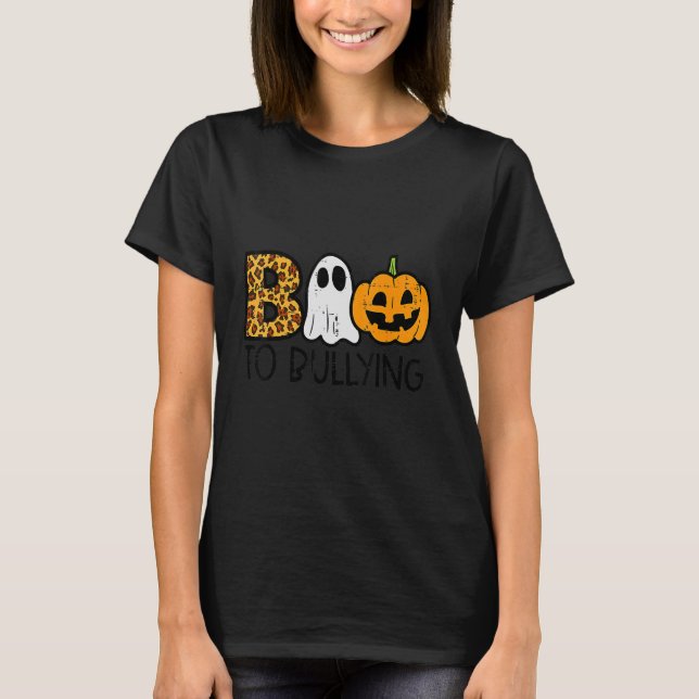 Boo To Bullying Ghost Pumpkin Orange Anti Bully Un T-Shirt (Front)