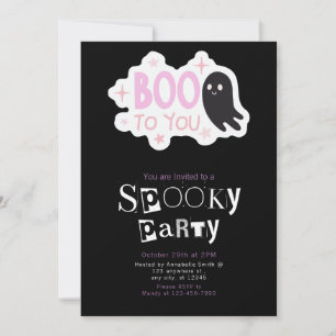 Boo to You Ghost Modern Minimalist Halloween Invitation