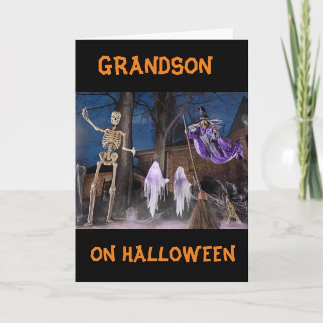 "BOO TO YOU" **GRANDSON** HAPPY HALLOWEEN  CARD (Front)