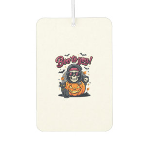 Boo to You Halloween Skeleton Pumpkin Car Air Freshener