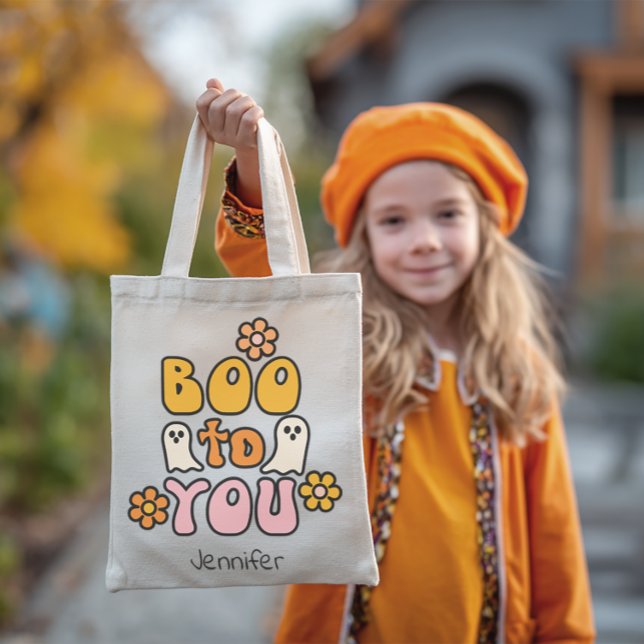 Boo to You Personalised Halloween Tote Bag (Personalized Halloween Tote Bag)