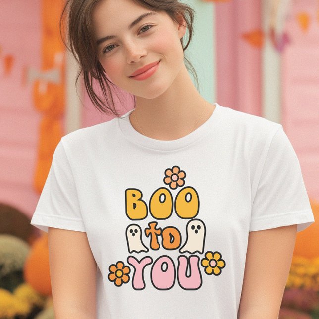 Boo to You Retro Cute Halloween T-Shirt (A cheerful Halloween tee with a playful retro vibe)