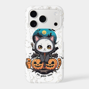 Boo to You Too Cute Cat Bat Wings & Pumpkin