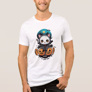 Boo to You Too Cute Cat Bat Wings & Pumpkin Tri-Blend Shirt
