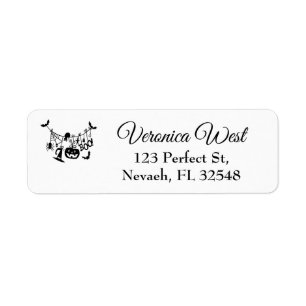 Boo Trick or Treat Halloween Bats, Pumpkins Return Address Label