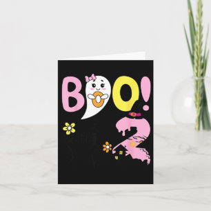 Boo Two 2nd Birthday Girls-Funny Halloween Ghost Card