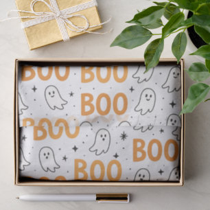 BOO Typography Playful White Ghosts Halloween Tissue Paper