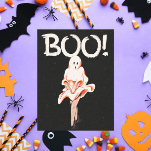 Boo! Vintage Ghost Costume Halloween Postcard