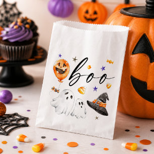 Boo Watercolor Ghosts and Witch Hat Halloween Favour Bag