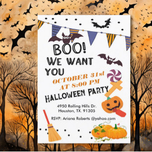 Boo We Want You Kid's Halloween Party Invitation