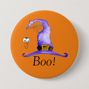 Boo! Whimsical Witches' Hat 7.5 Cm Round Badge