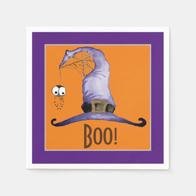 Boo! Whimsical Witches' Hat  Napkin (Front)