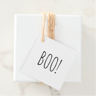 Boo white and black minimalist simple Halloween Favour Tags