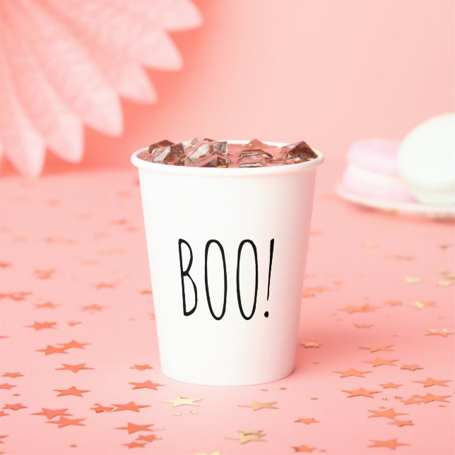 Boo white and black minimalist simple Halloween  Paper Cups (Insitu)