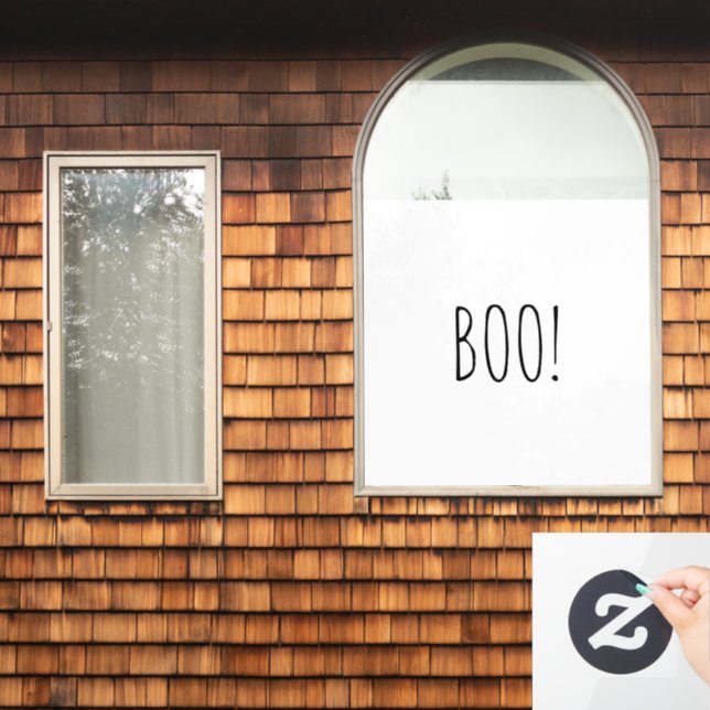 Boo white black spooky typography funny Halloween (Home Window)